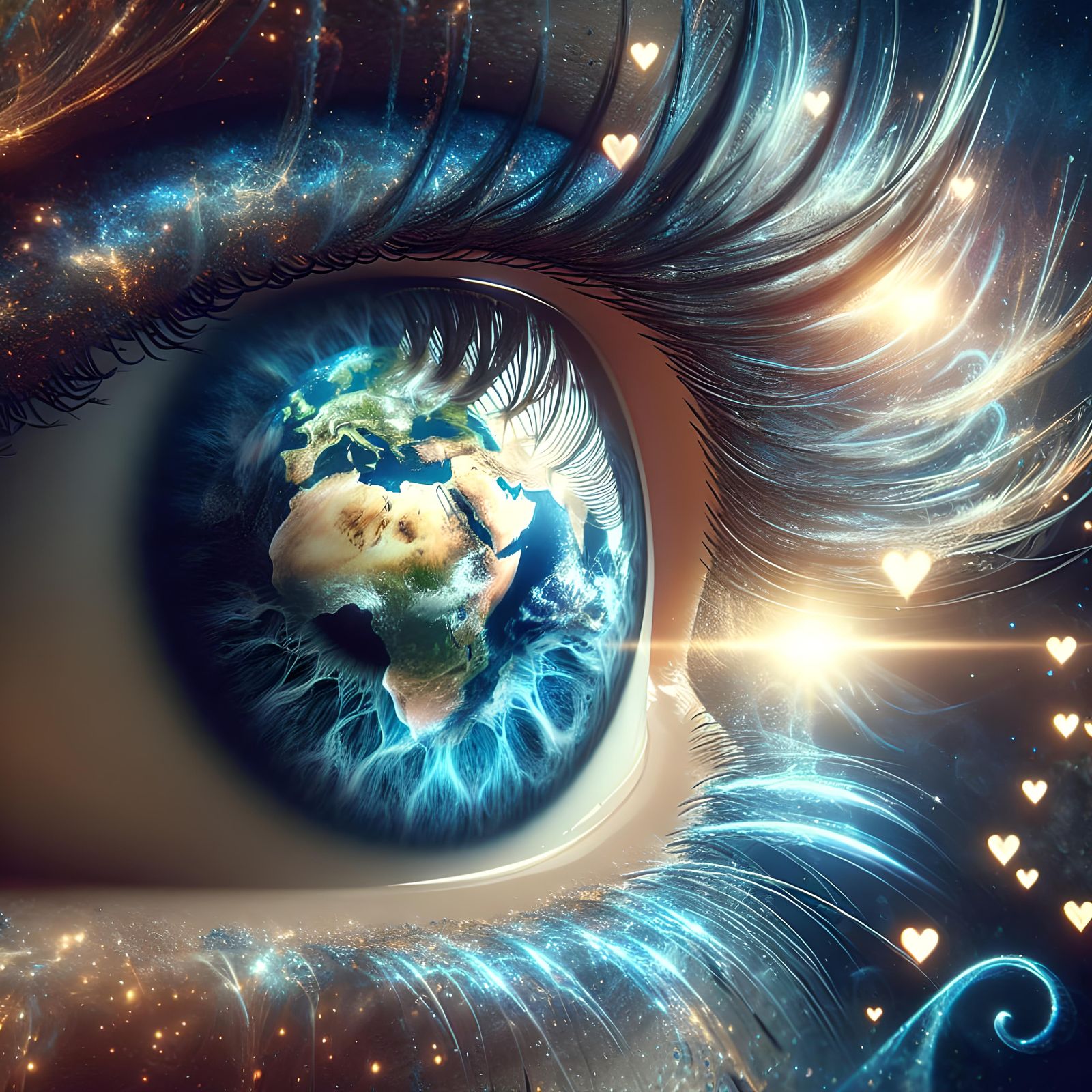 Eye Reflecting Earth Globe in Hyperrealistic Detail