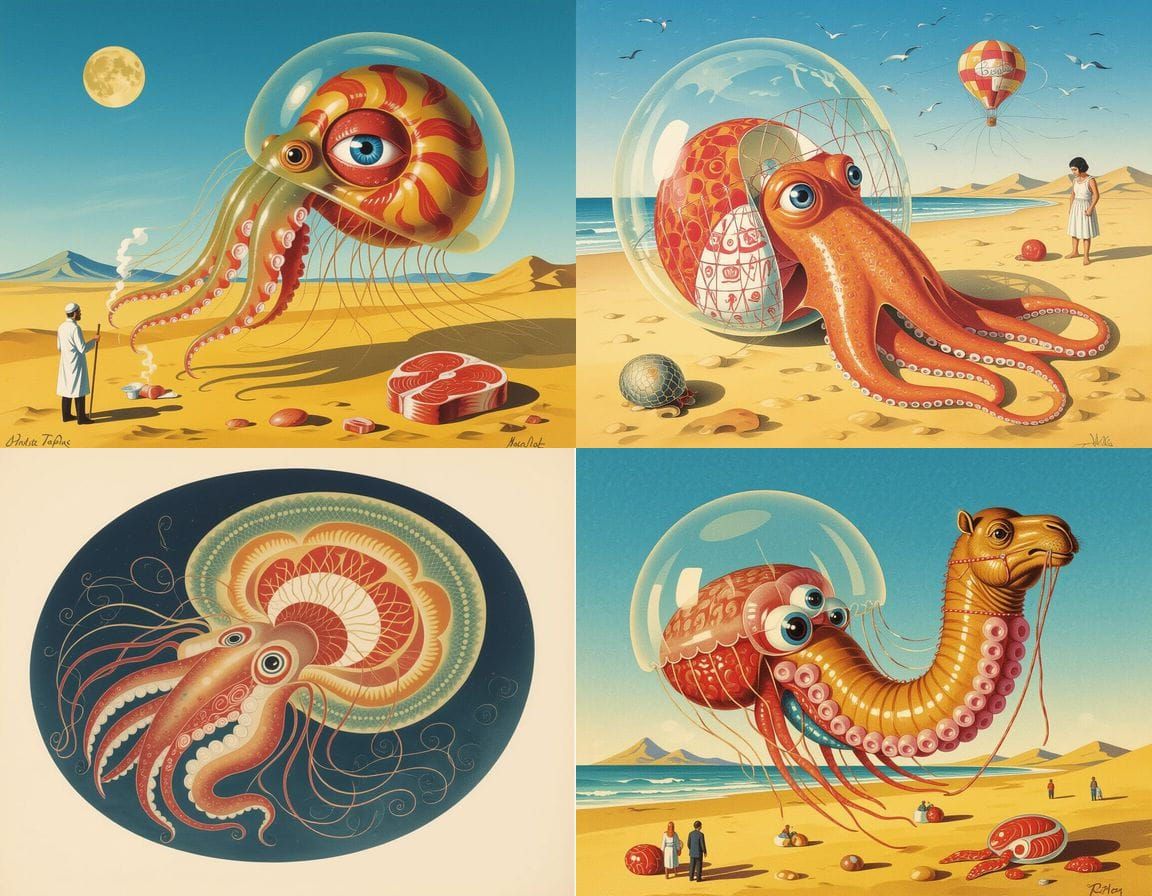 Surreal Egyptian Camel Jellyfish with Internal Organs as Dal...
