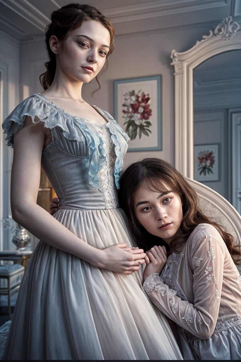 Elegant Mother and Daughter in Art Deco Style