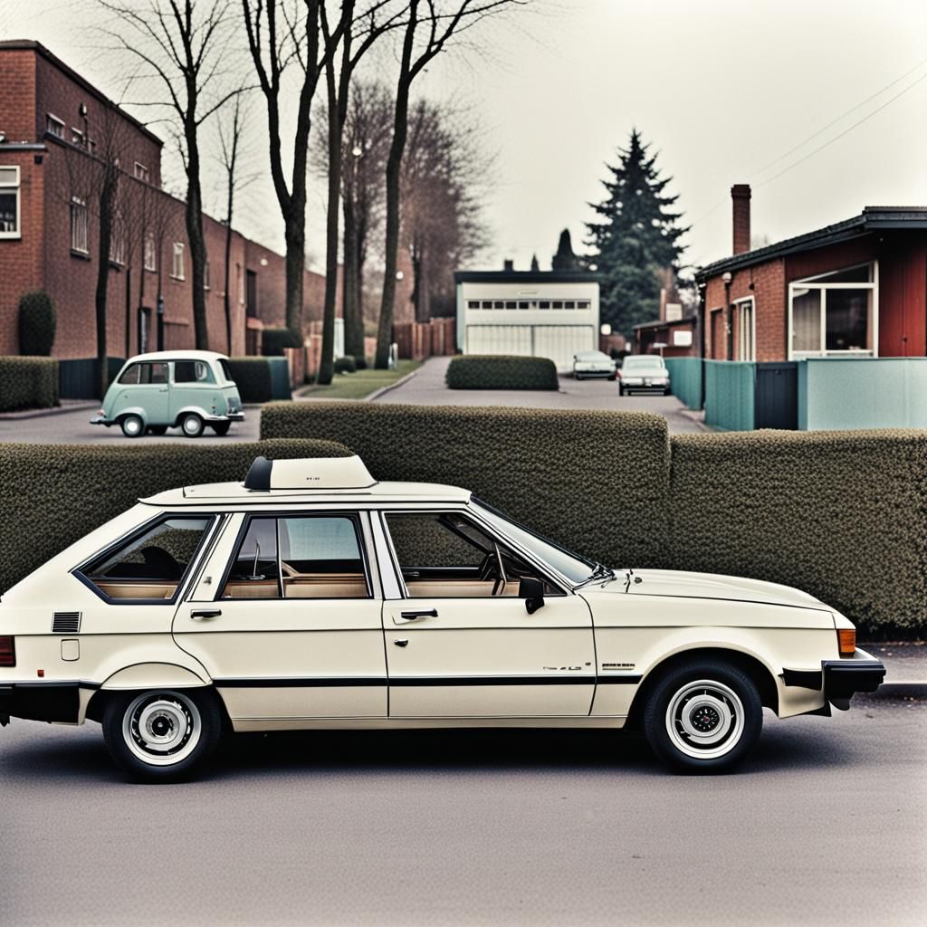 Boring 1980s Car in Analog Photography Style