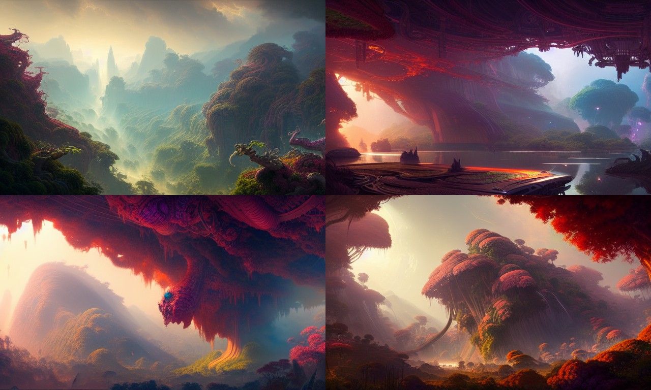 Colorful Pandora Landscape by Greg Rutkowski: Digital Art