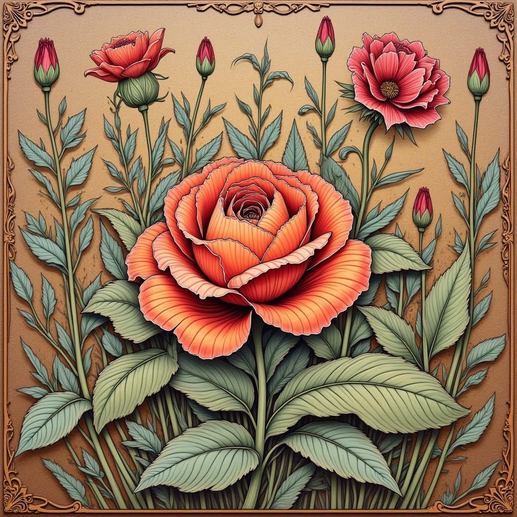 Delicate Pencil Sketch of The Last Flower