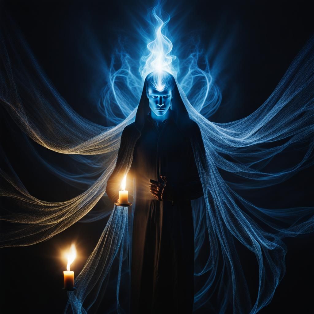 Glowing Spectral Entity Illuminates Dark Room