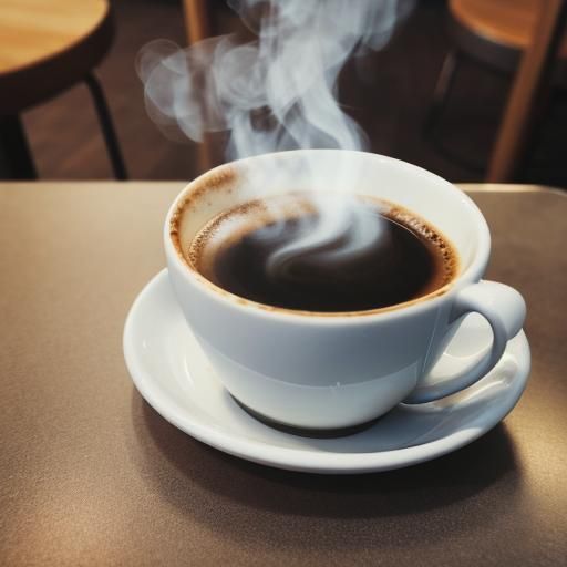 Steaming Coffee Cup in Cafe Setting