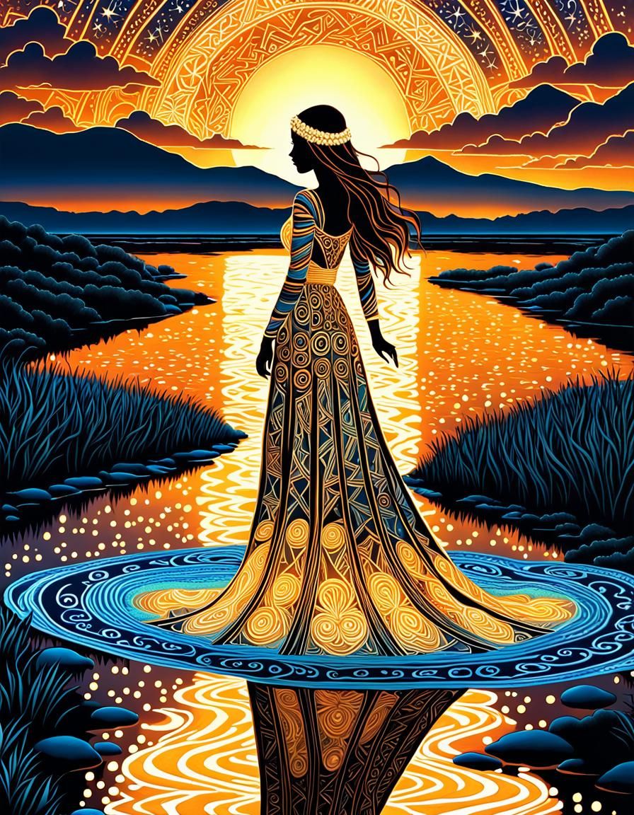 Woman in Runes Dress: Zentangle Foam Art