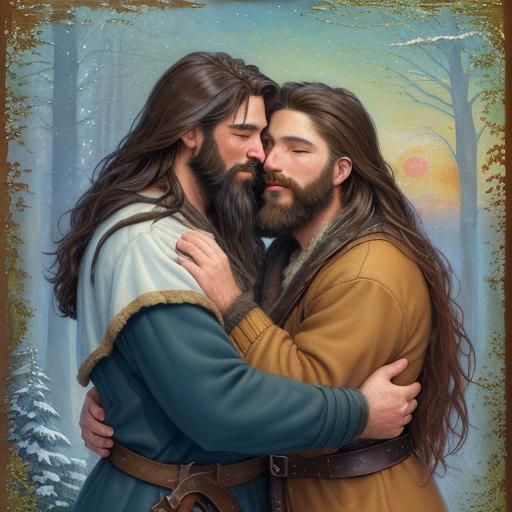 Winter Solstice Kiss: An Impressionist Gouache Painting