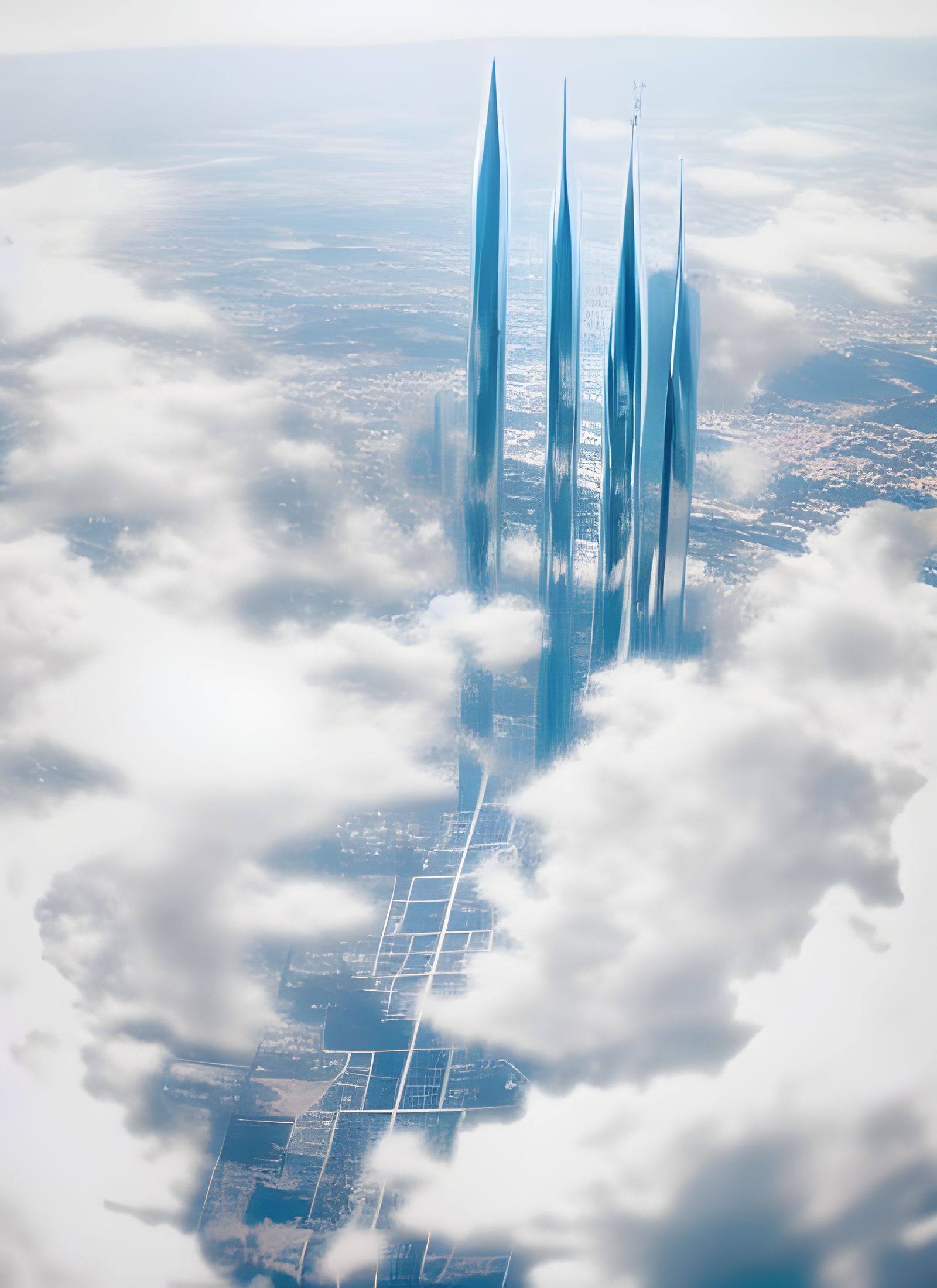 Endless Futuristic Cityscape from Space in Hypermaximalist S...