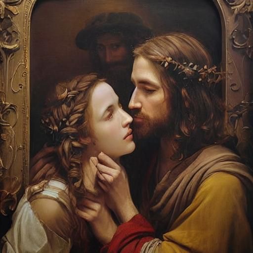 Passionate Kiss: Jesus and Mary Magdalene in Baroque Style