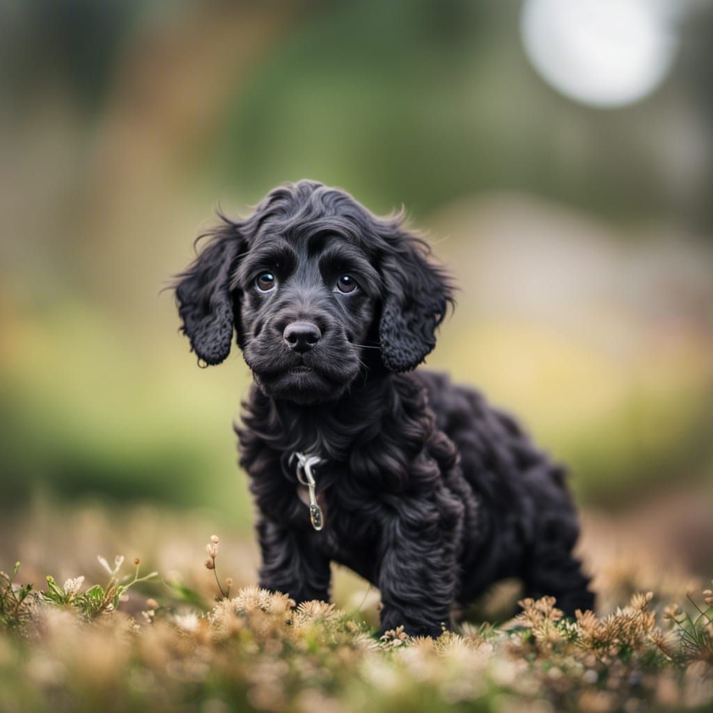Cute Black Cockerpoo Puppy in Professional Photo