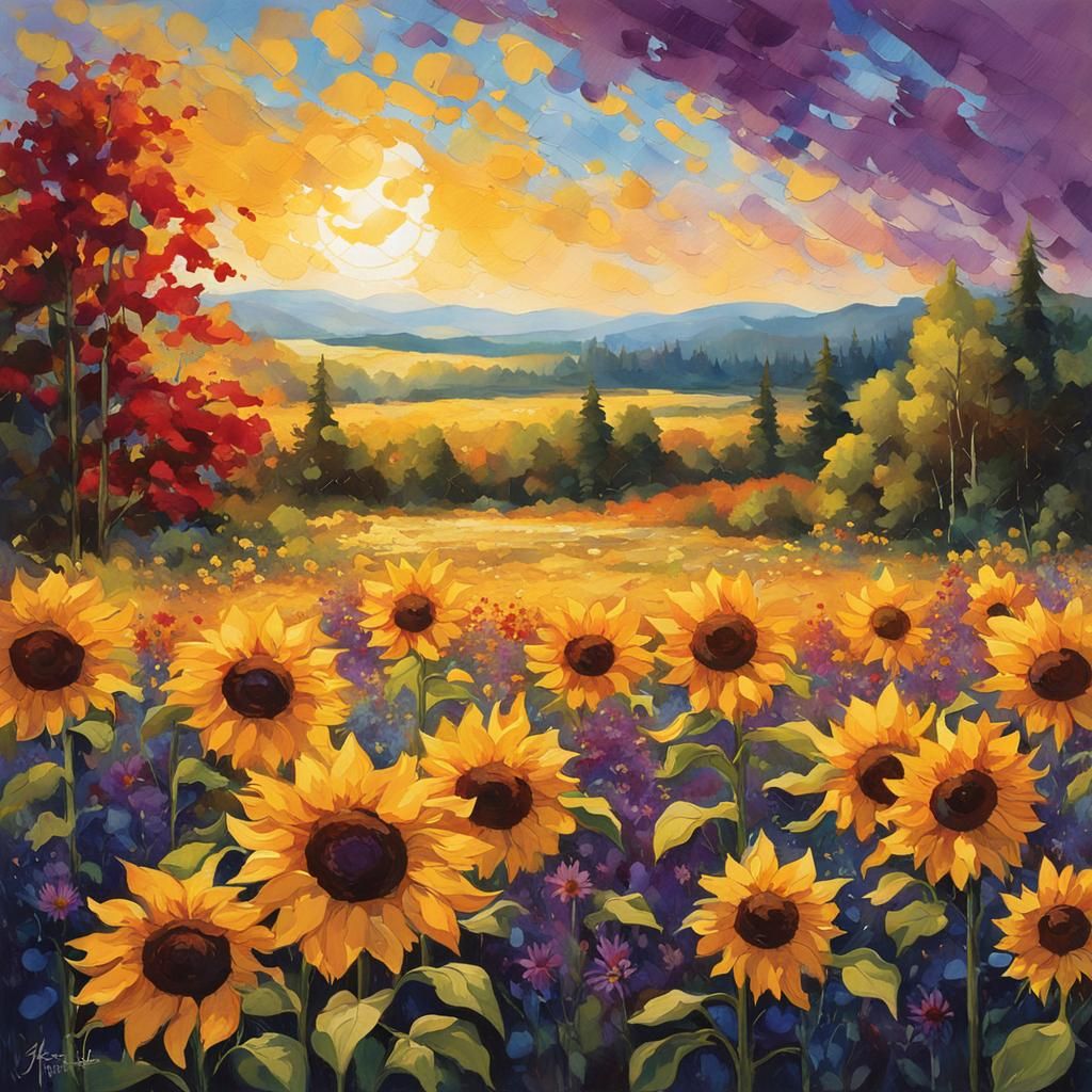 Sunlit Meadow: Golden Sunflowers in Hyperrealistic Style