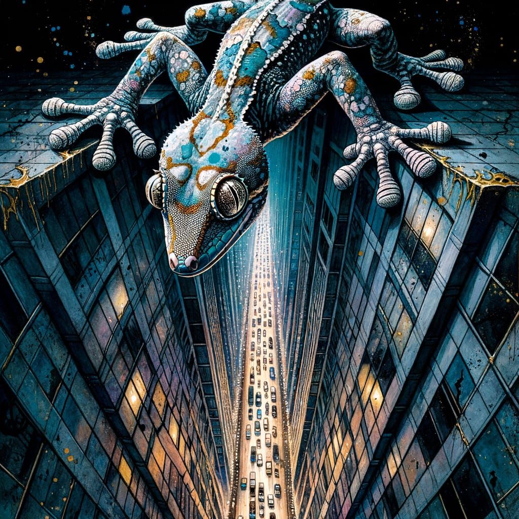 Vertigo:  Gecko on Roofop