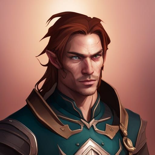 Armored Elf with Emerald Eyes, Hyperdetailed Portrait