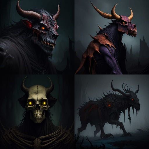 Nightmarish Bone Beast with Skull Head