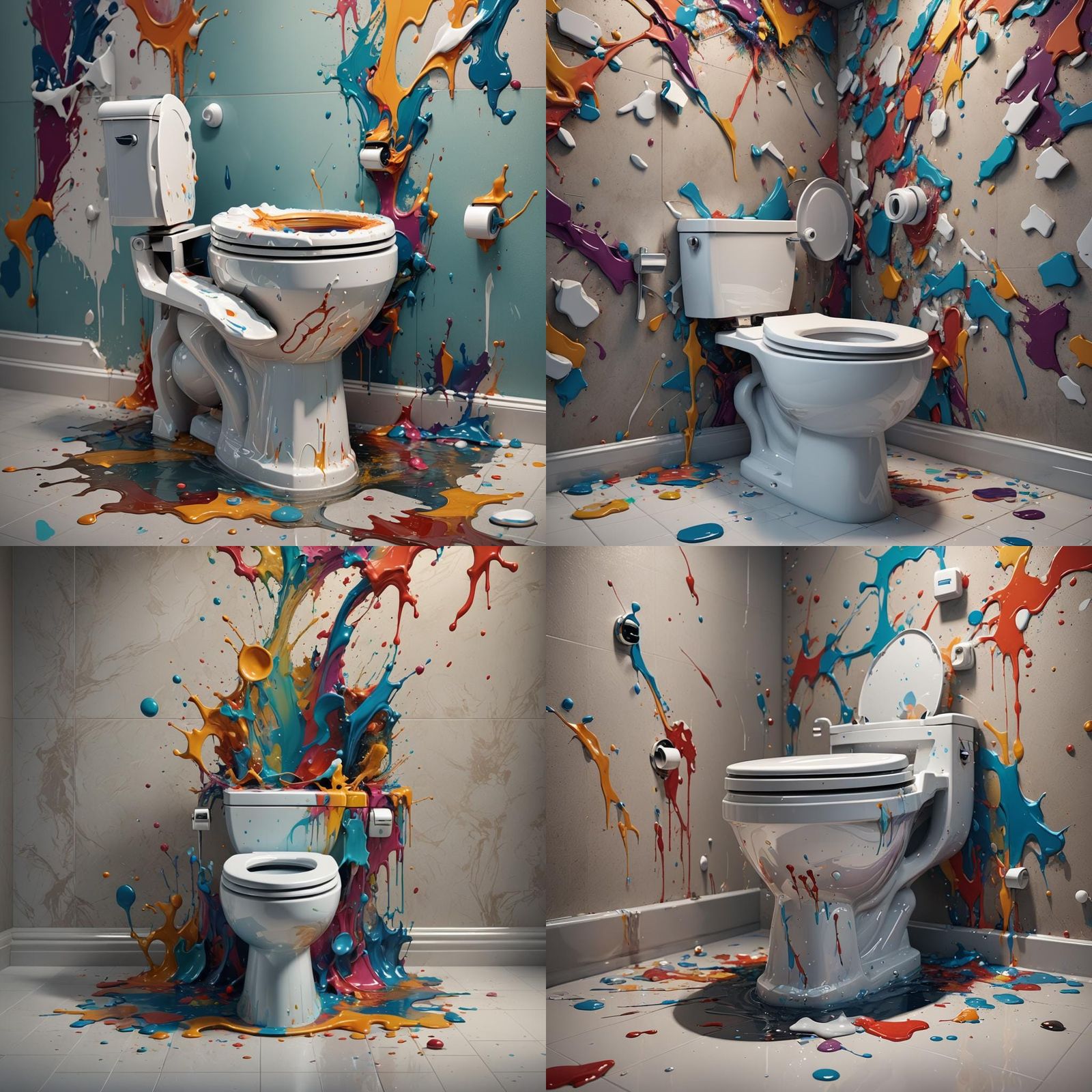 Hyperrealistic Skibidi Toilet Splash Art