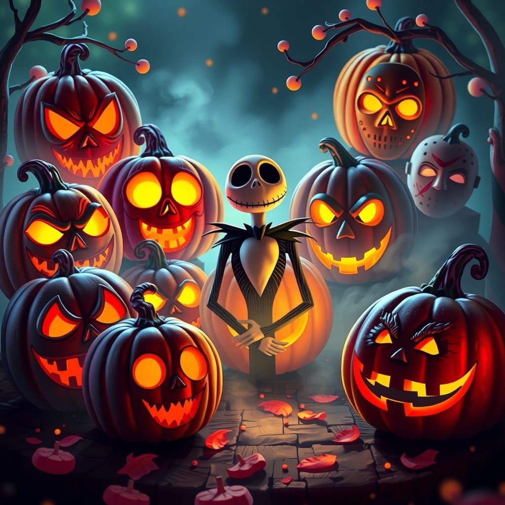 Halloween Jack-o'-Lanterns Inspired by Horror Icons