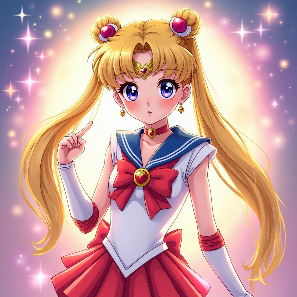 Sailor Moon in Vibrant, Dynamic Art Style
