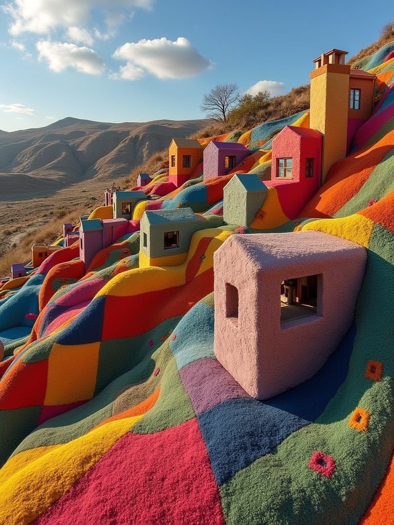 Plushie Patchwork Cliff Houses