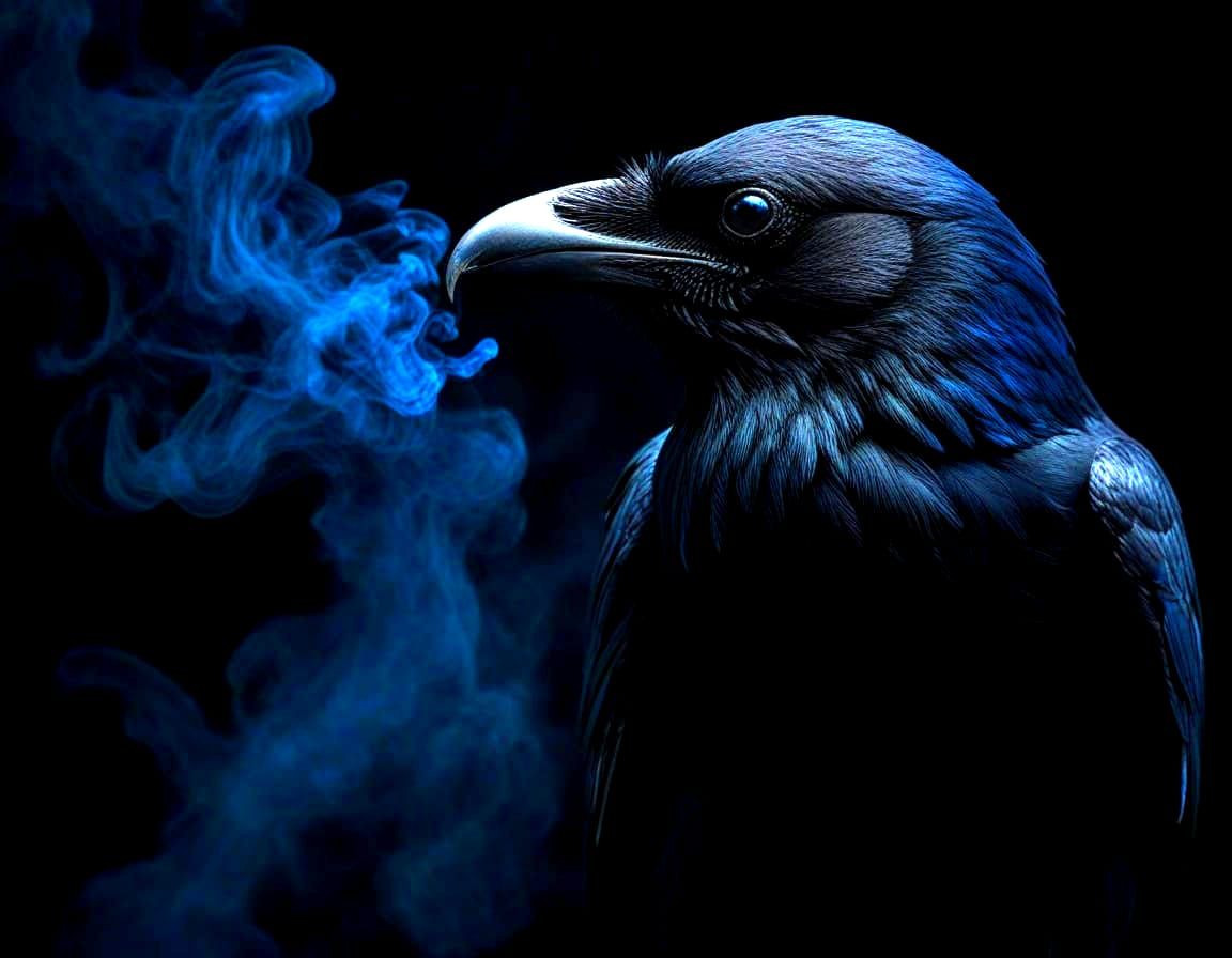 Majestic Raven on Dark Entity, Gothic Horror Masterpiece