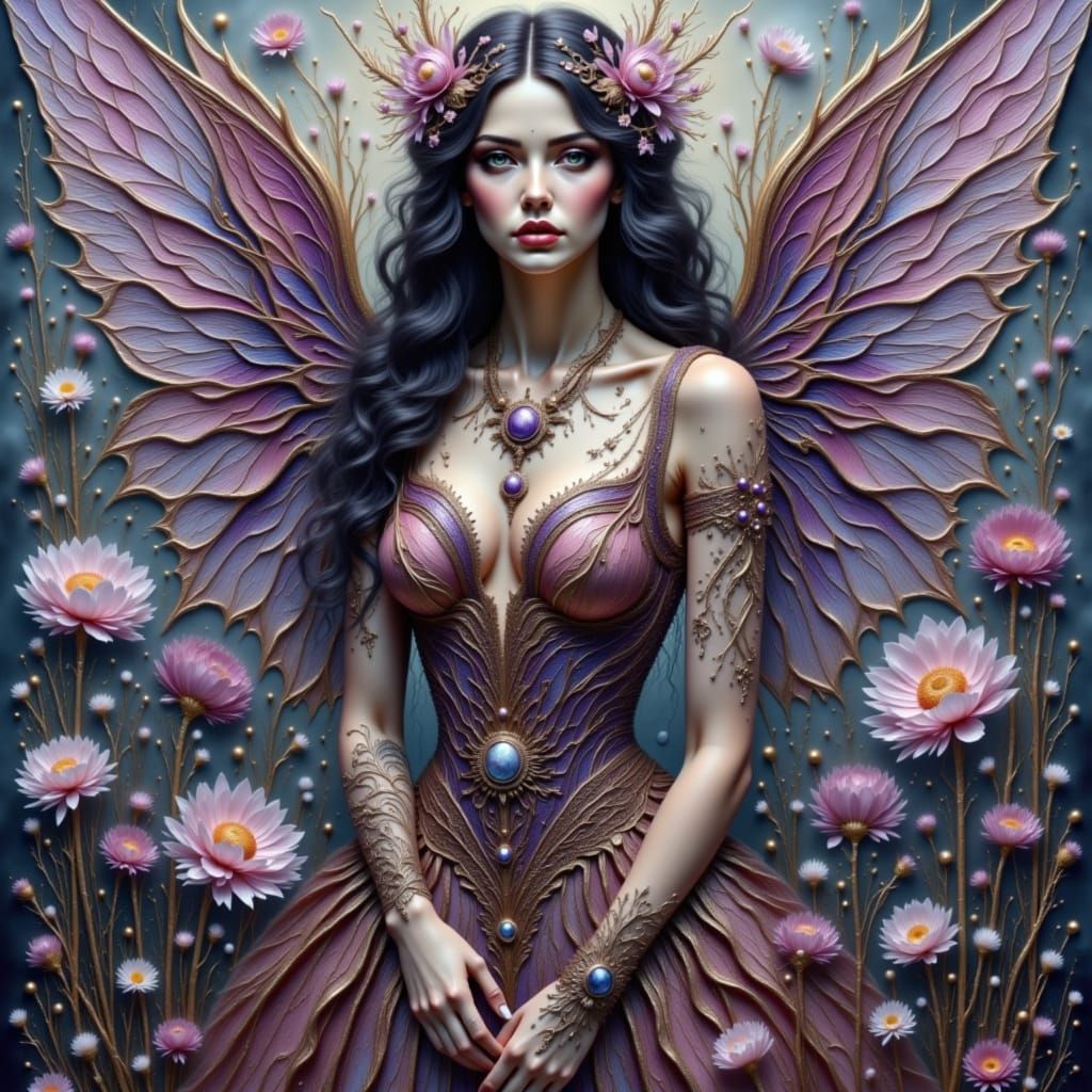 Solitary Woman by Misty Lake with Luminous Unicorn at Dawn