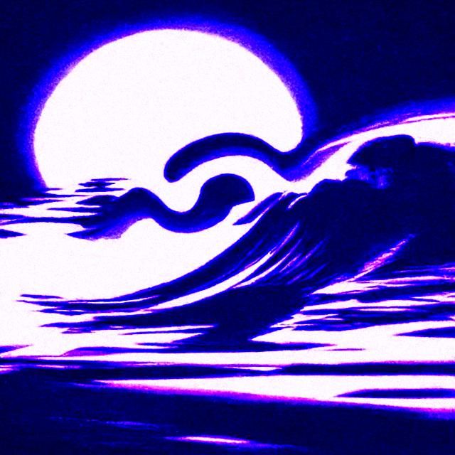 Surfing a Night Wave Under Dark Skies