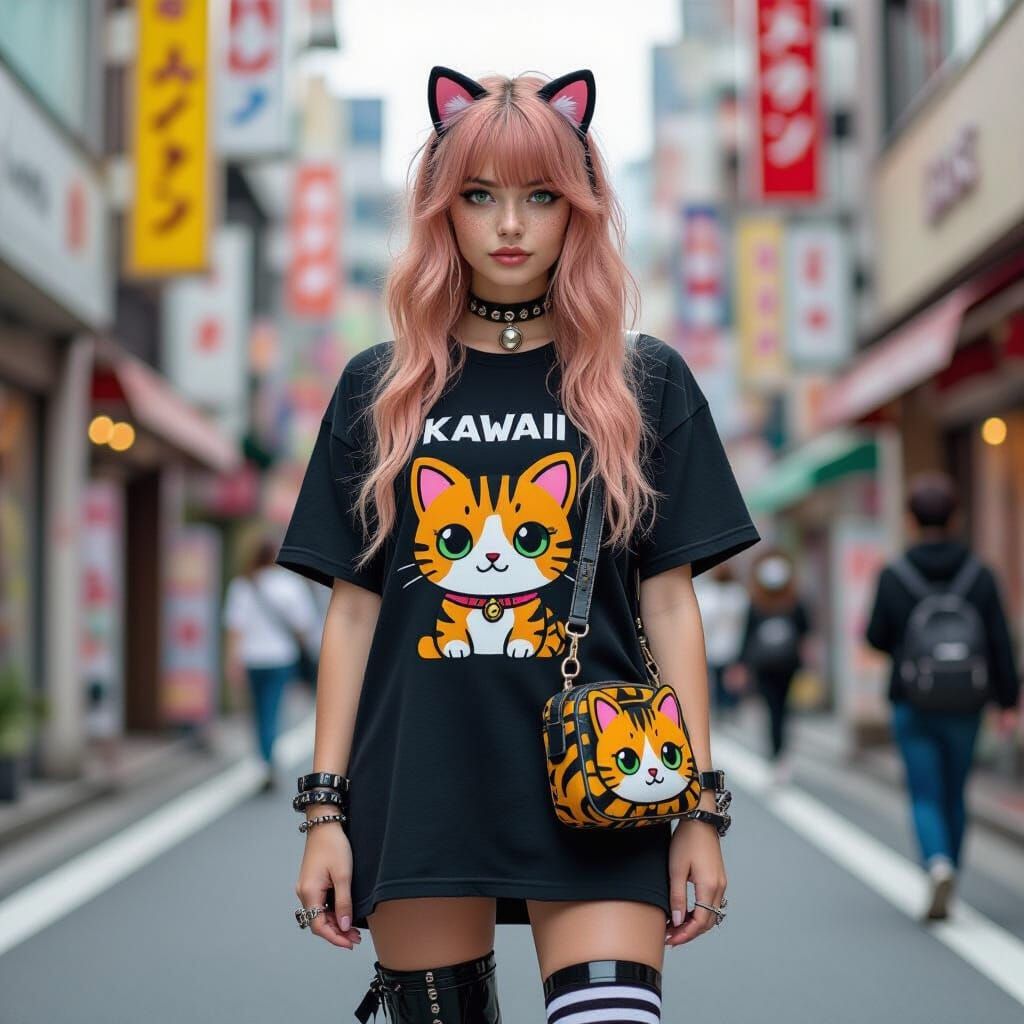 Strawberry Blonde in Harajuku: A Hyperrealistic Japanese Por...
