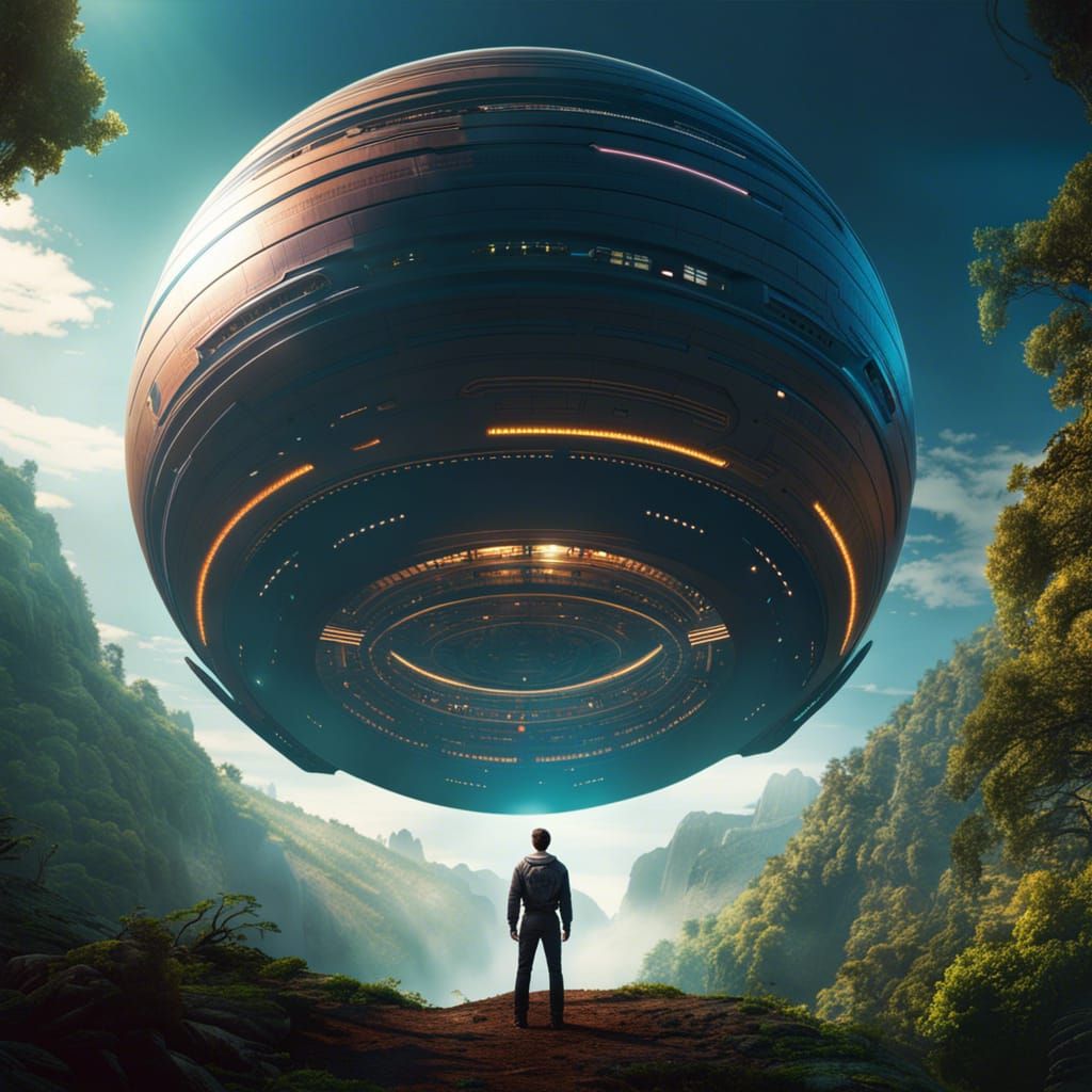 Retro Sci-Fi Spacecraft over Alien Planet