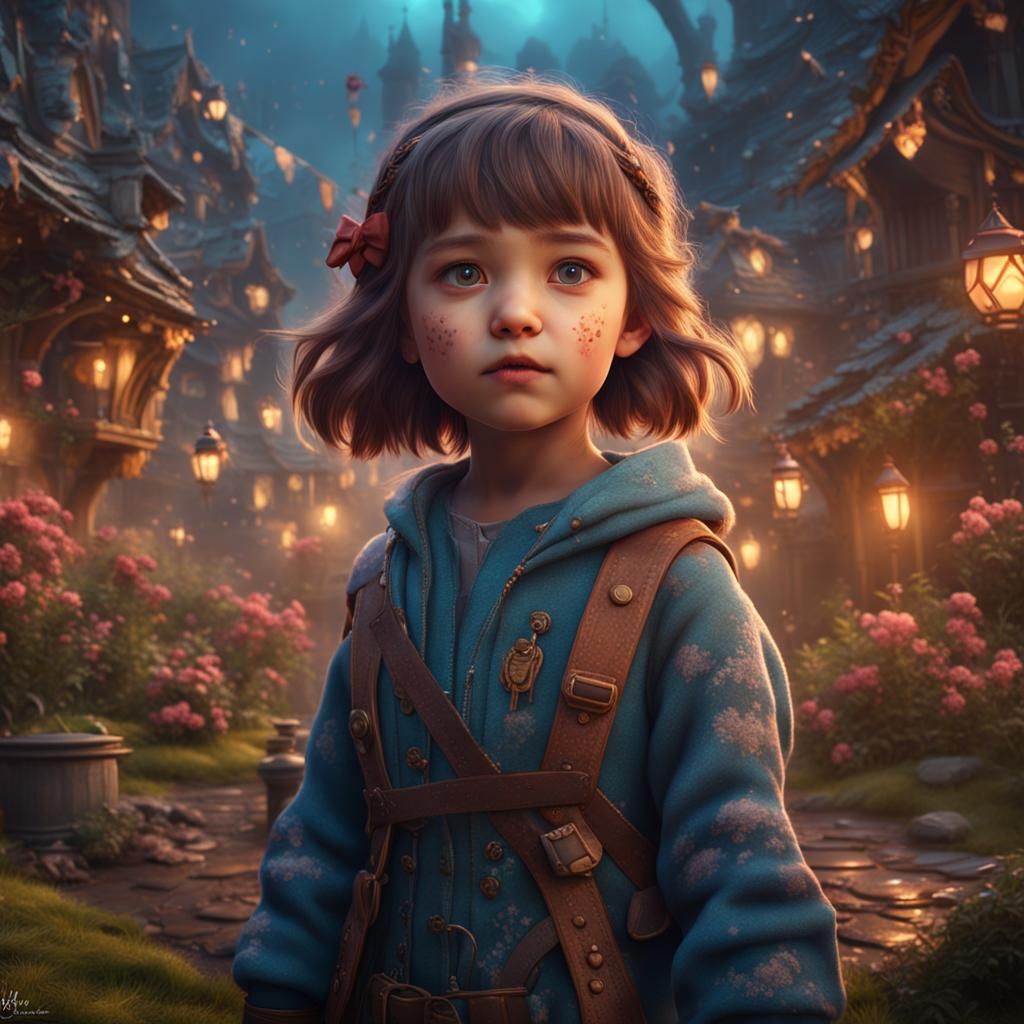 Fantastical Portrait of a Cute Little Girl