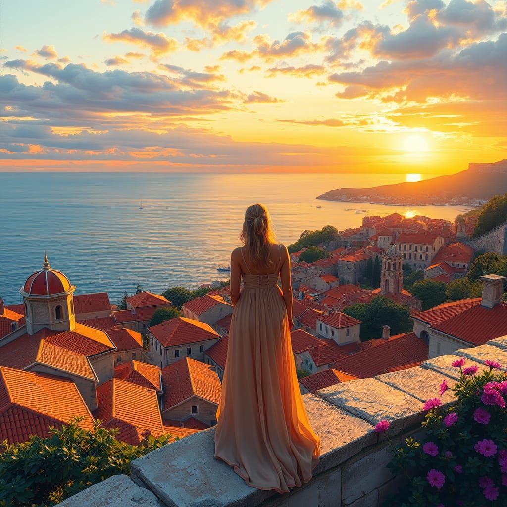 Sunset Over Dubrovnik, Impressionist Style