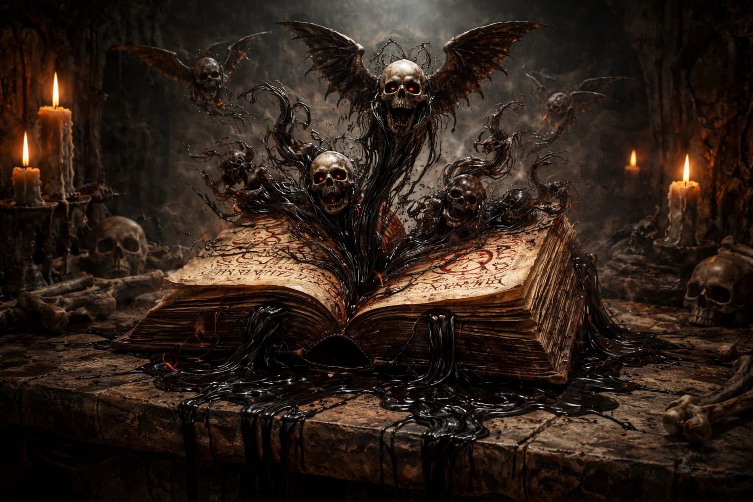 Necronomicon Ex Mortis: Winged Skulls Emerge from Book of th...