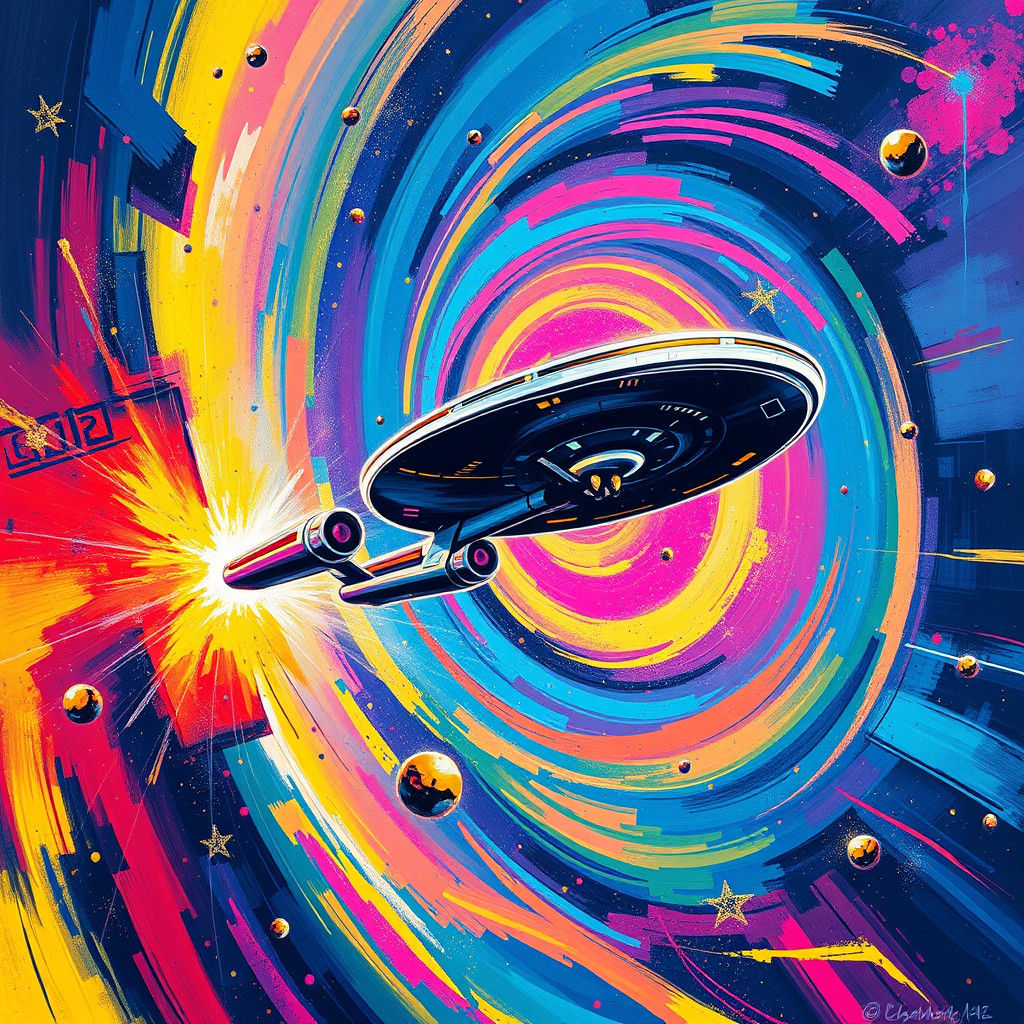 Star Ship Enterprise Mural in Street Art Style