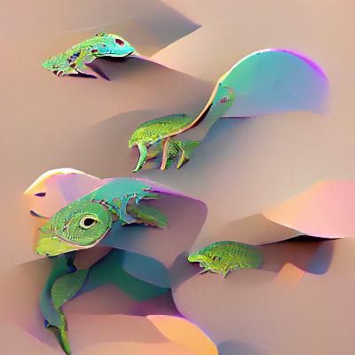 Detailed Chameleon in a Cel-Shaded 3D Design
