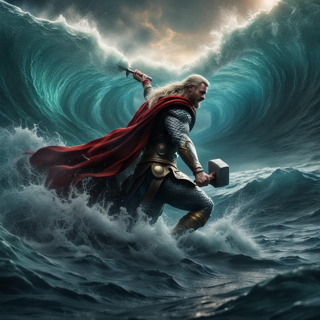 Thor Drowning: Detailed Matte Painting