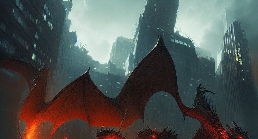 Mythical Dragon's Sinister City Destruction