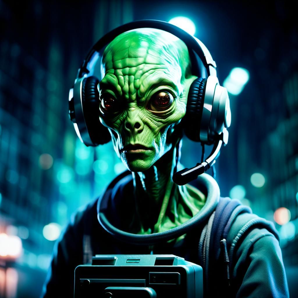Alien Phone Operator Portrait in Anime Style