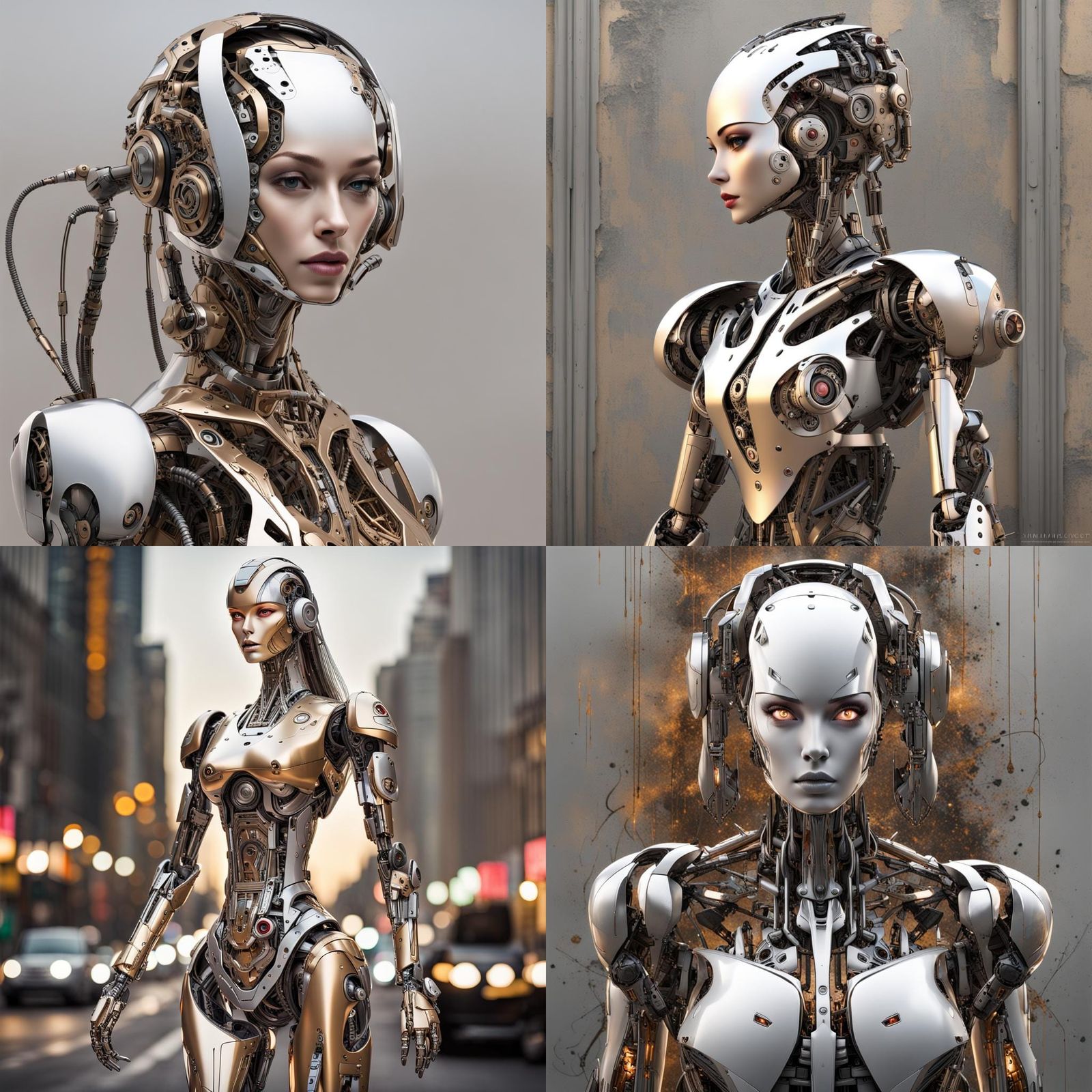 Elegant AI Robot Cyborg in Graffiti Art Style