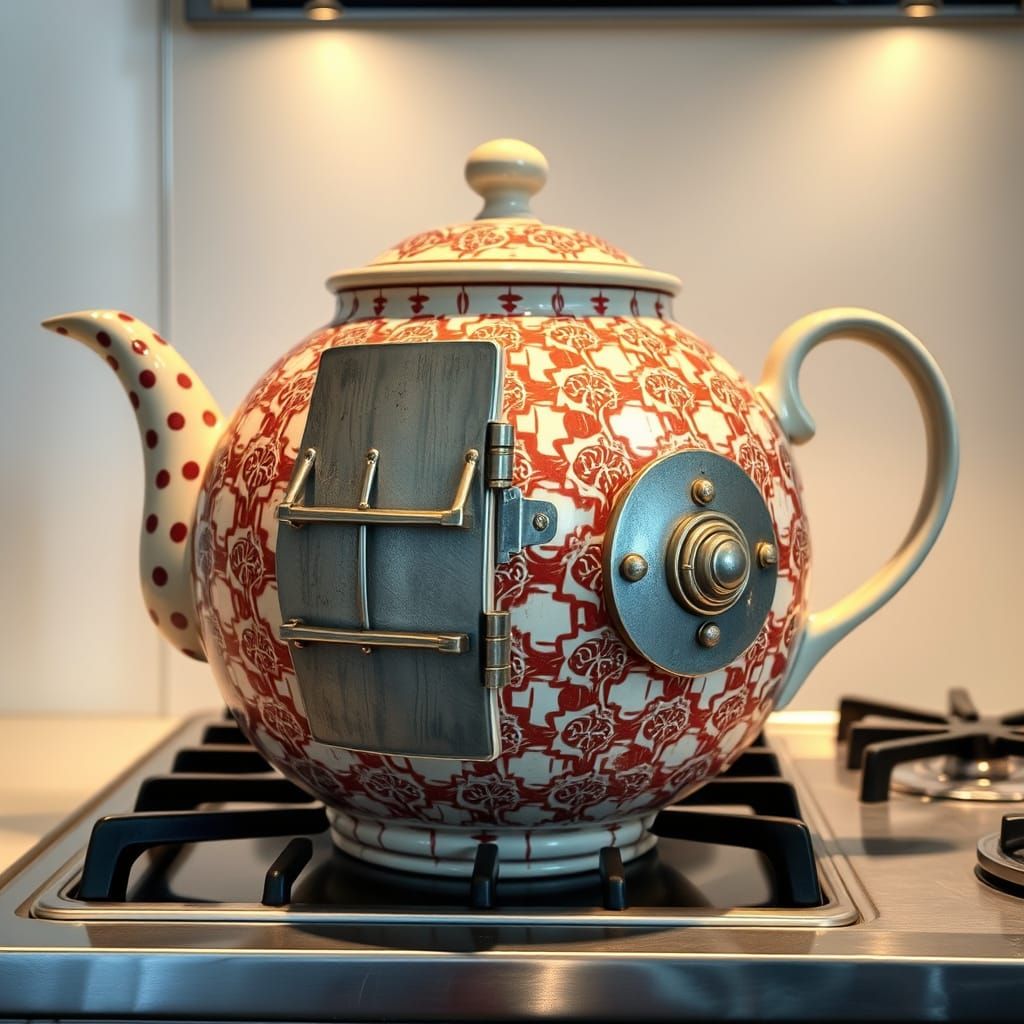 Armored Ceramic Teapot with Vault Door