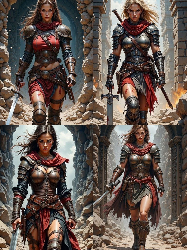 Medieval Warrior Emerges from Dungeon Ruins in Comic Strip S...