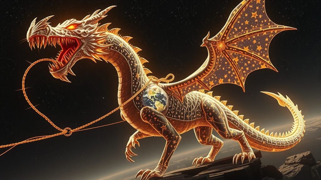 Celestial Dragon Pulling Earth in Aurelian Style