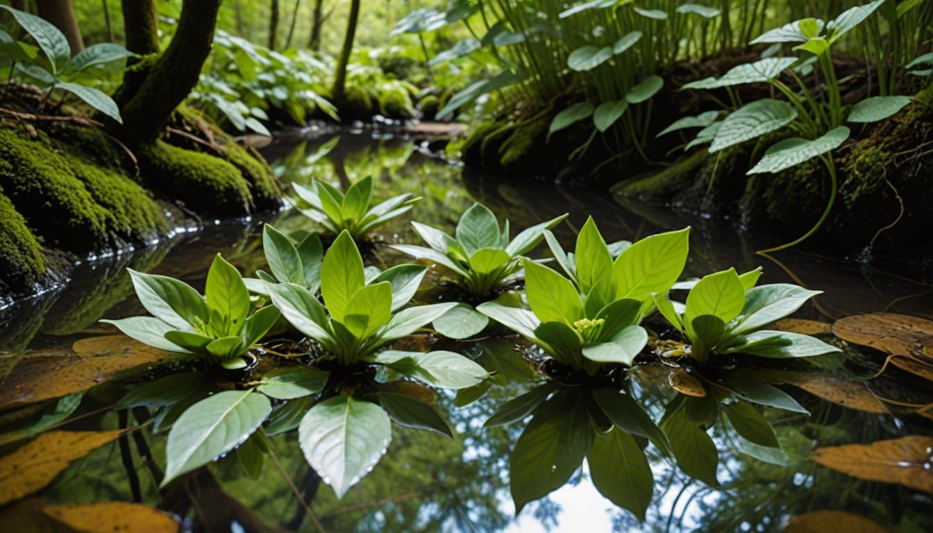Mirrormint Blooms in Secluded Springs, Leaves Shimmer Like L...