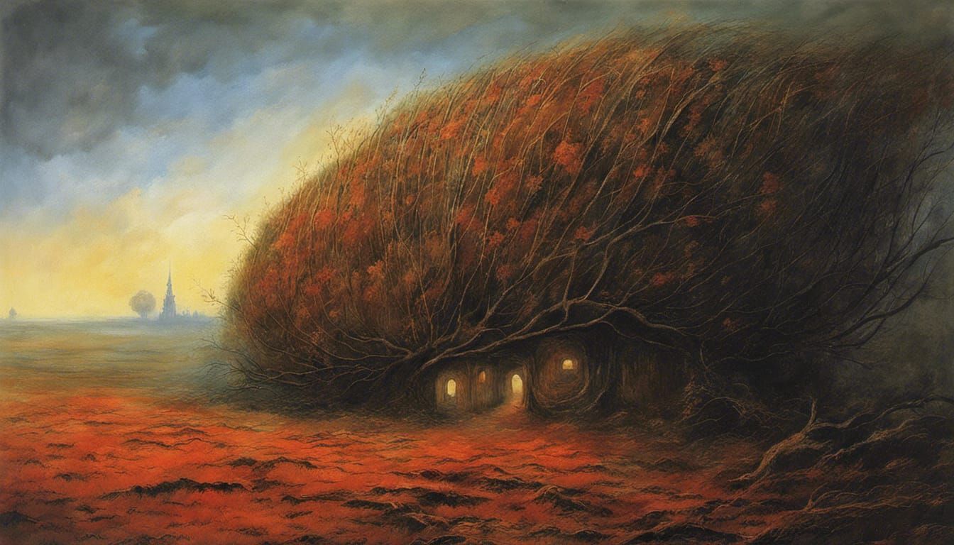 Gothic Girl Emerges from Bioluminescent Portal