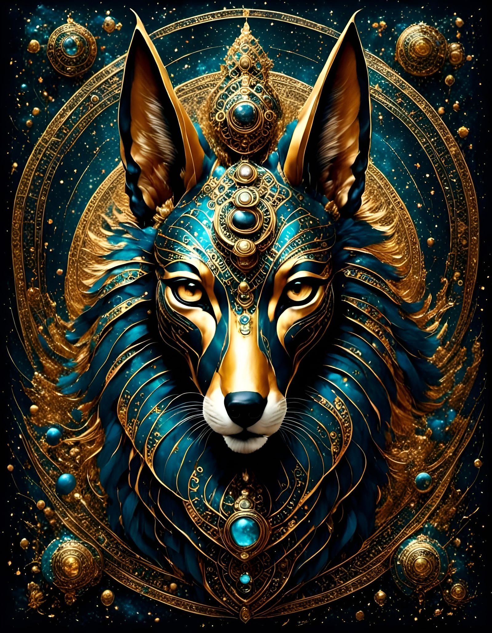 Ornate Anubis Portrait in Dark Fantasy Style