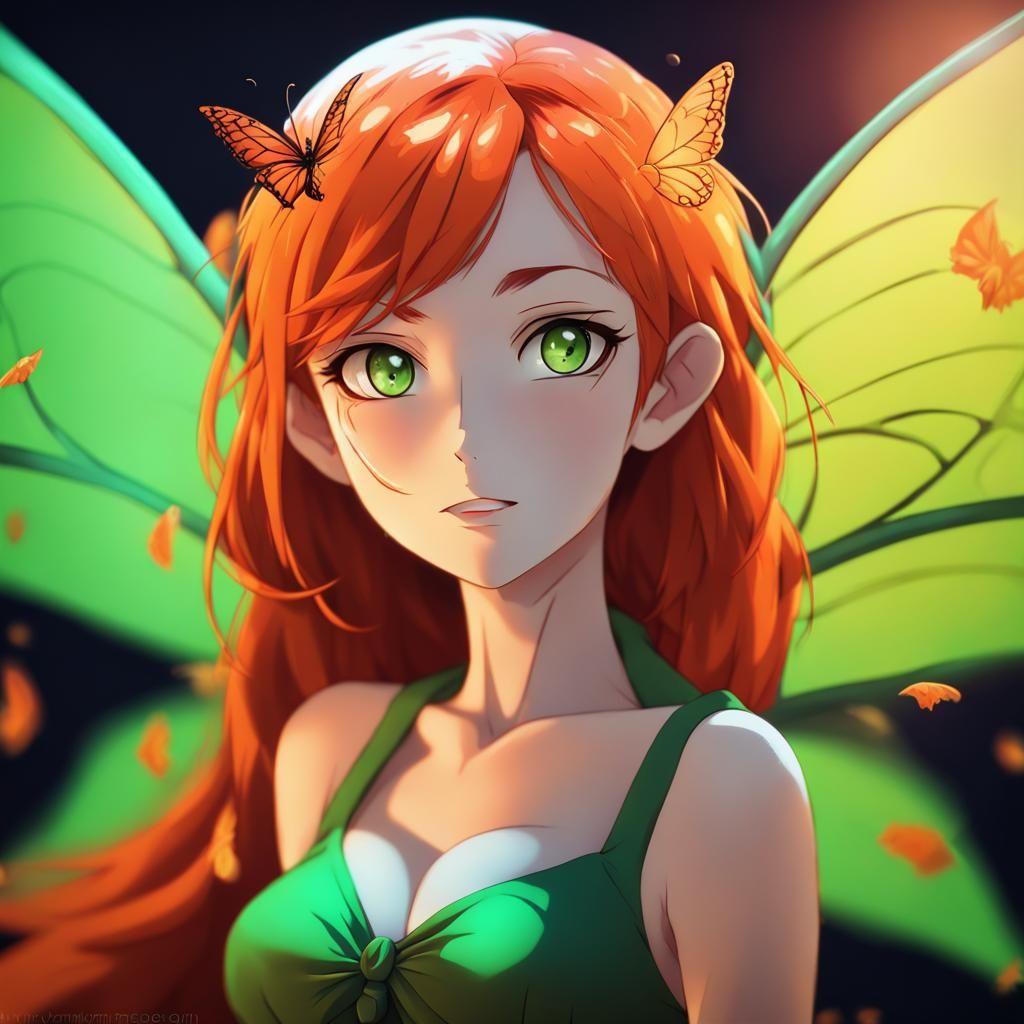 Halloween Fairy with Butterfly Wings in Anime Style