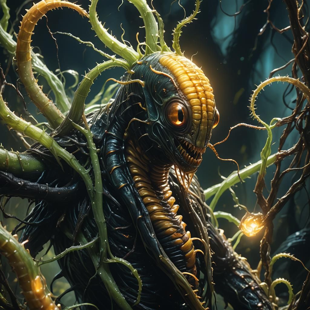 Grotesque Corn-Leech Emerges in Dark Fantasy Matte Painting
