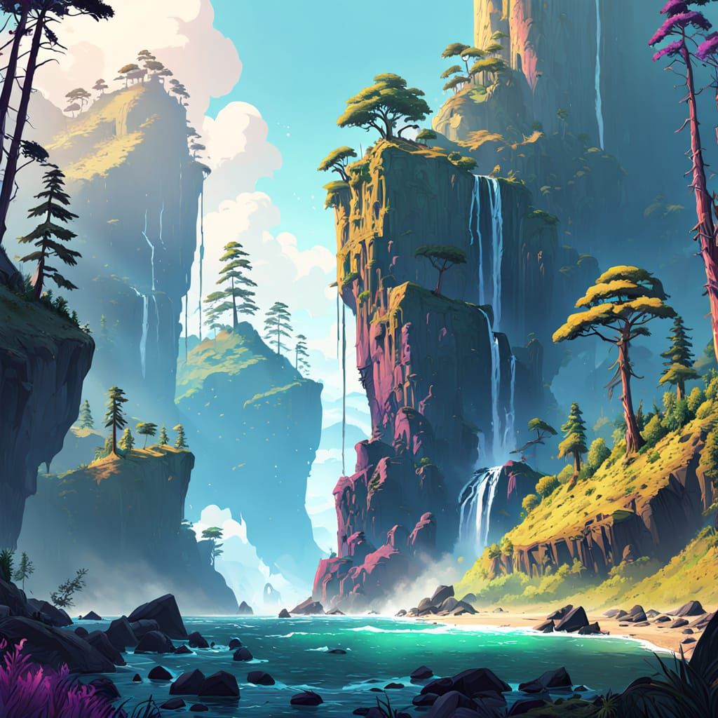 Pacific Coast Landscape in Golden Light