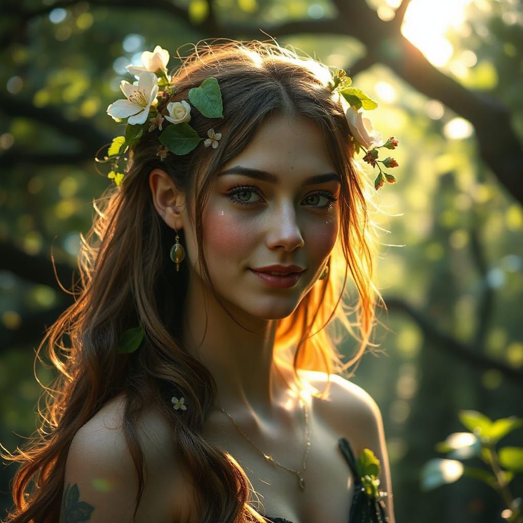 Beautiful Fae Portrait in Enchanting Forest