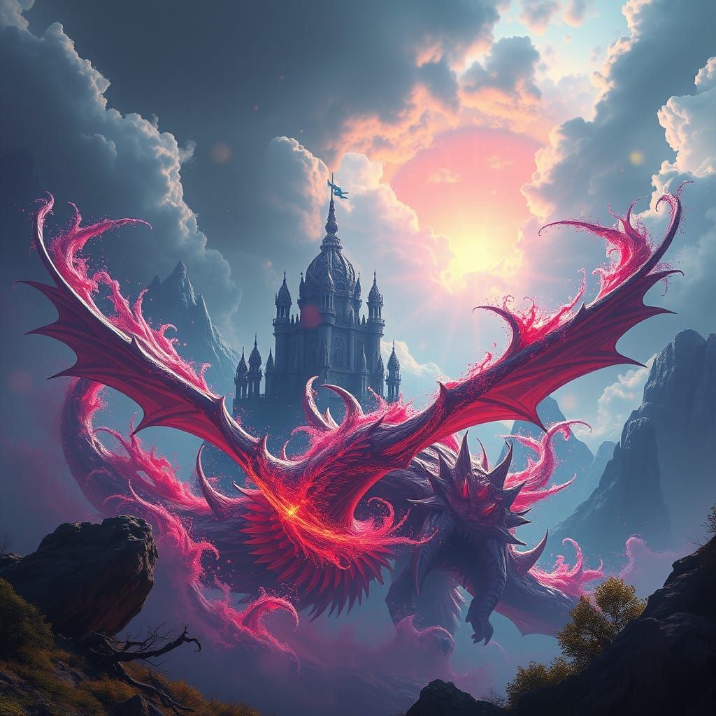 Epic Fantasy Realm in Vibrant, Deep Colors