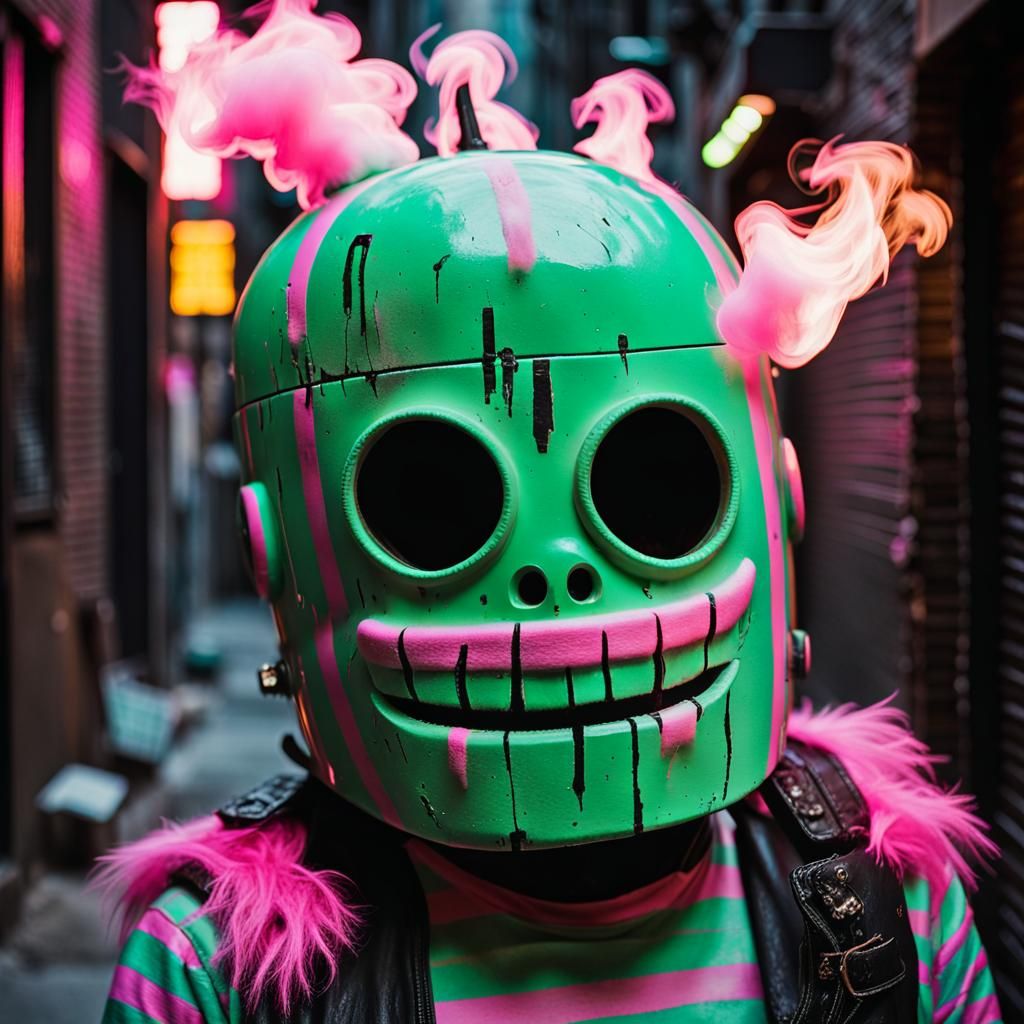 Punk Marshmallow Man in Basquiat-Inspired Surrealism