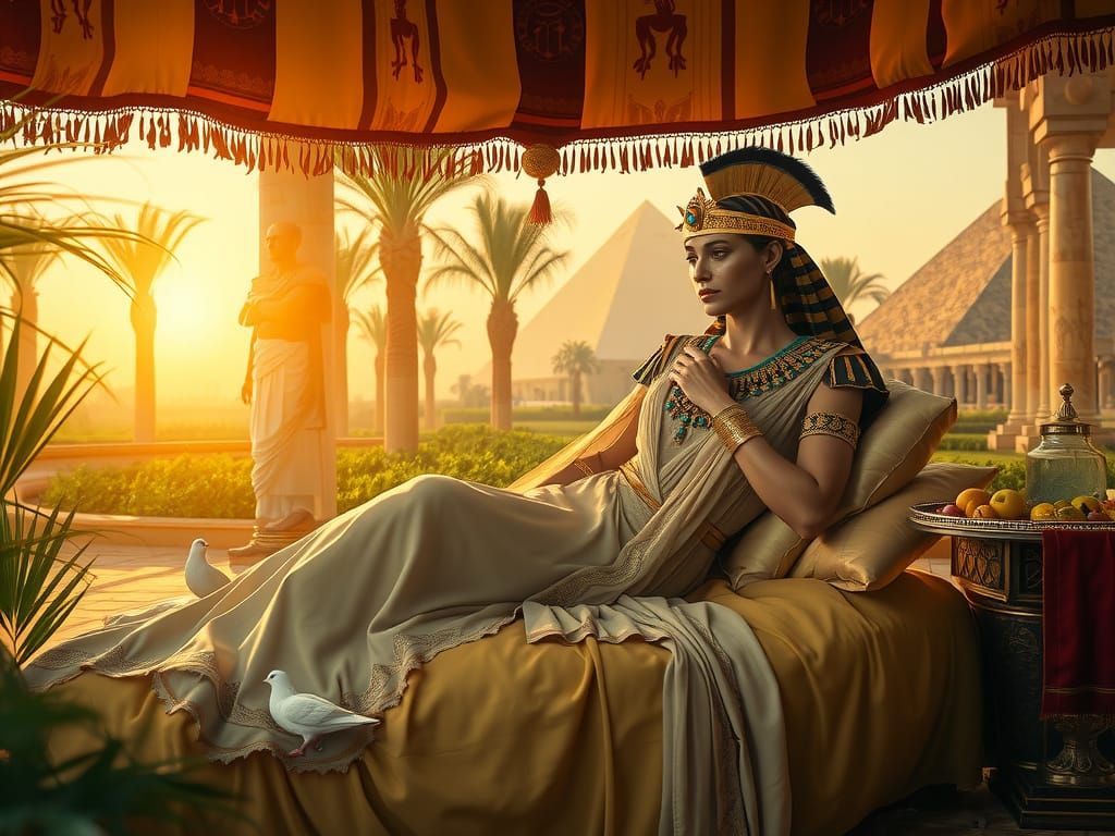Egyptian Goddess Basks in Luxury at Golden Hour
