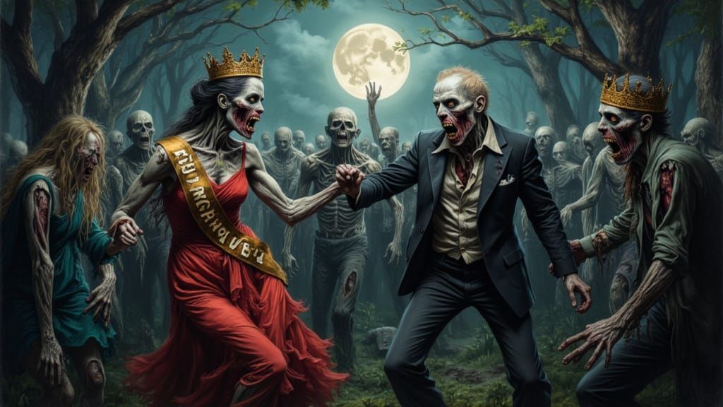 Surreal Zombie Prom Night in Graveyard