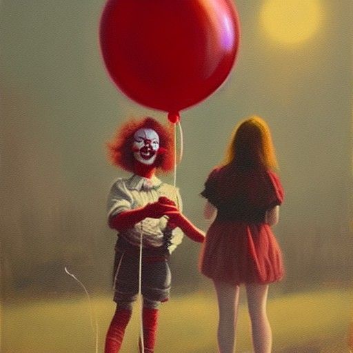 Pennywise with Red Balloon: Oil Painting